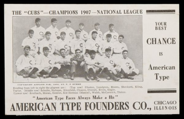 PC 1908 Chicago Cubs American Type Founders
